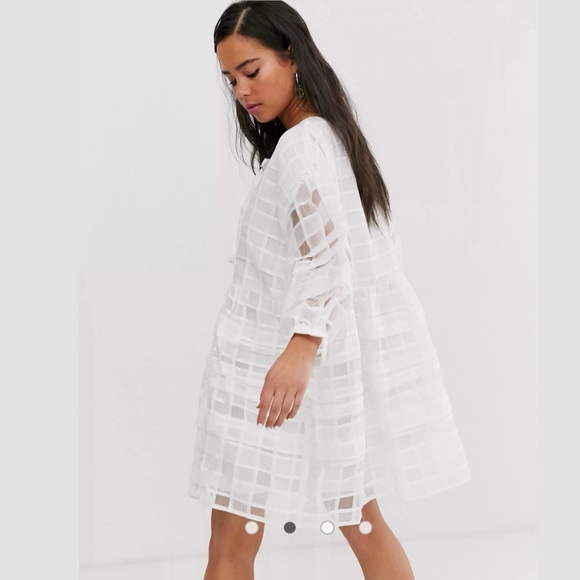 NWT Sister Jane Mini Ivory White Smock Dress w/ Front Bow in Sheer Organza - Picture 13 of 16